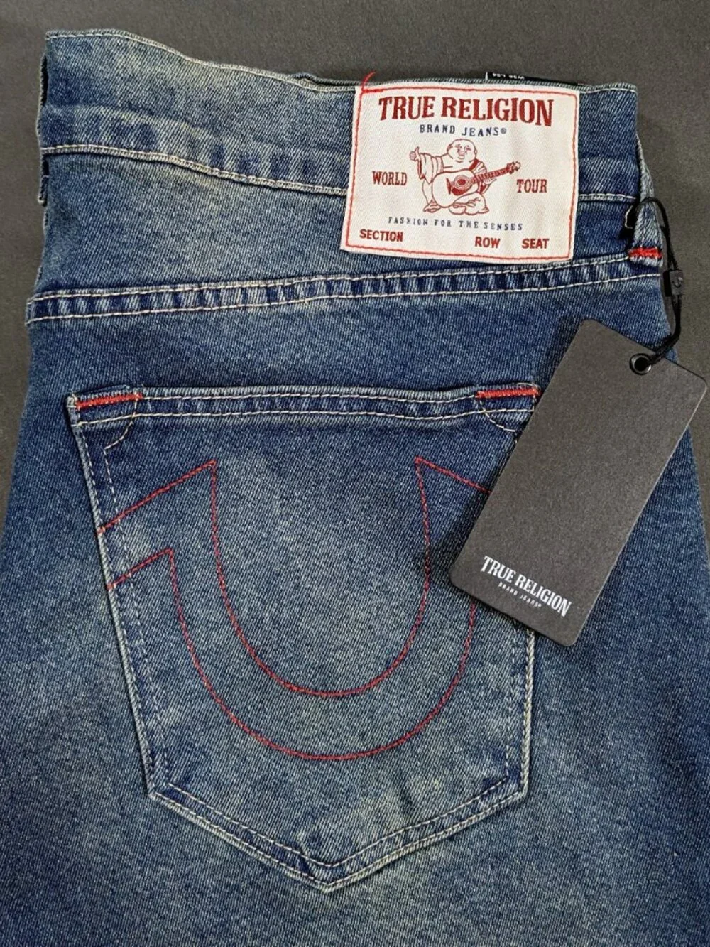 $164 True Religion Ricky Relaxed Straight Jean Men`s Size 36x34 Medium Wash